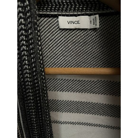 Vince Short Sleeve Striped Long Line Cardigan Oversized Cotton Black White XS - Picture 2 of 6
